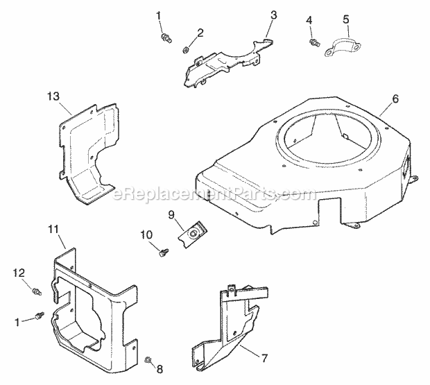 Engine Blower Housing Diagram and Parts List for 1517 13A-231G100 Cub Cadet Lawn Tractor